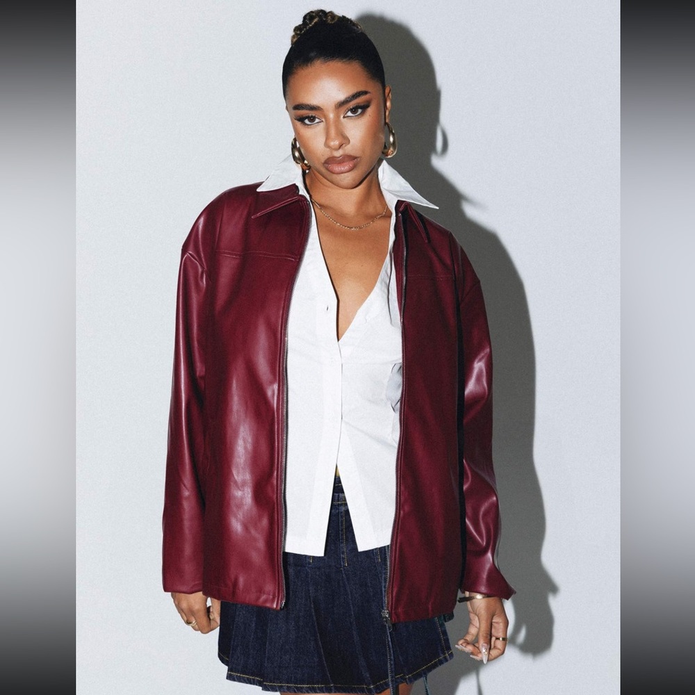 Activa faux leather jacket burgundy princess Polly jacket size 4